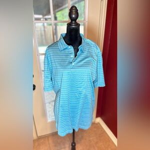 Bobby Jones Blue Striped Golf Polo Shirt Men’s Size L 100% Cotton Short Sleeve
